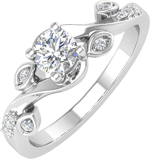 1/5 Carat Diamond Engagement Rings in 14K Gold (I1-I2 Clarity)